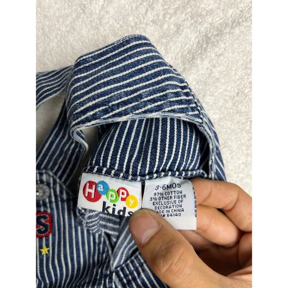 Happy Kids Vintage Y2K Team Sports Stripe Shortalls - Picture 4 of 5